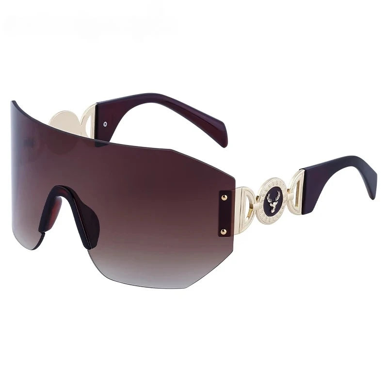 oversized shield rimless sunglasses, view 6 - MRSLM