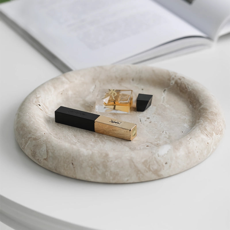 elegant travertine serving tray, view 2 - MRSLM