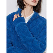 women's grid pattern knitted zipper sweater, view 4 - MRSLM