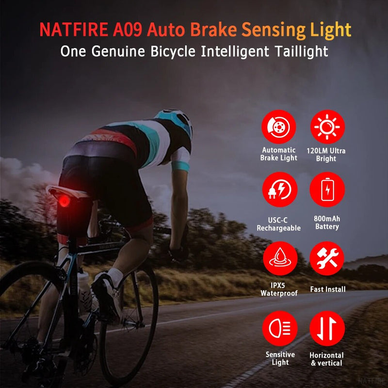 Smart auto brake sensing bicycle tail light, view 8 - MRSLM