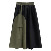 green and black asymmetric A-line skirt, view 7 - MRSLM
