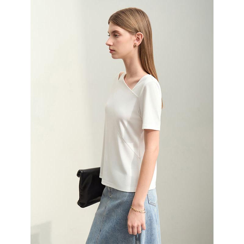 asymmetric v-neck casual tee, view 10 - MRSLM