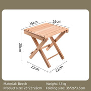 portable folding beech wood stool, view 2 - MRSLM