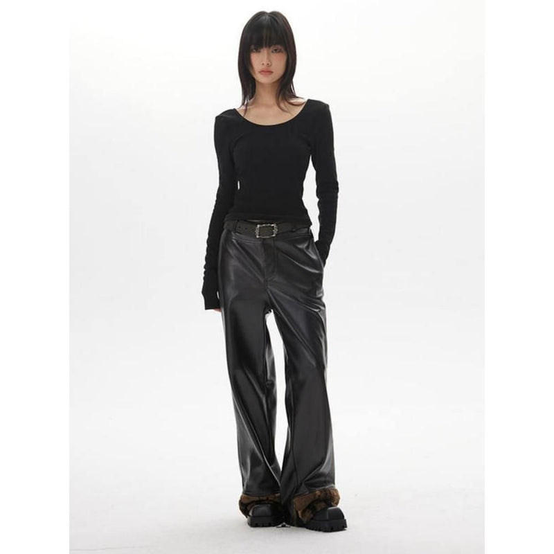 backless long sleeve slim top, view 4 - MRSLM