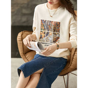 graphic print long sleeve pullover, view 4 - MRSLM