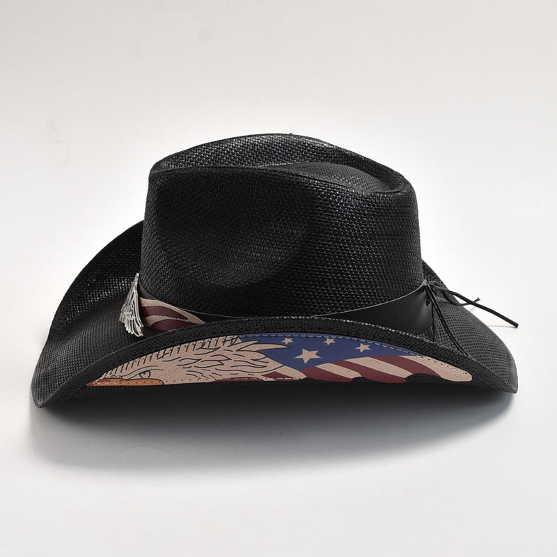 straw western cowboy hat, view 6 - MRSLM