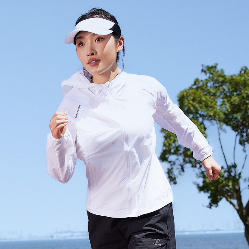 breathable uv protection hooded running jacket, view 2 - MRSLM