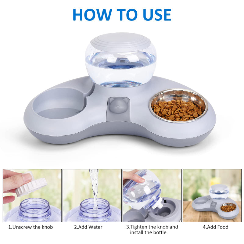 Automatic water dispenser and double cat bowl set, view 6 - MRSLM