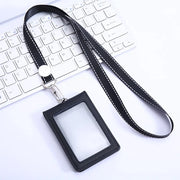 pu leather id holder with neck strap, view 2 - MRSLM