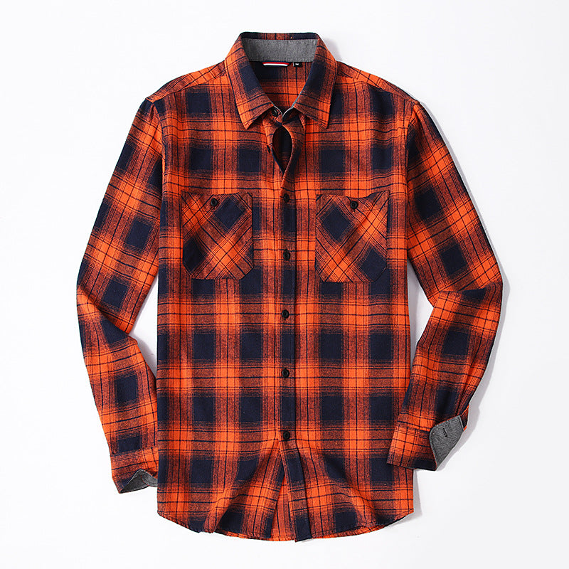 Men's brushed flannel plaid shirt, view 5 - MRSLM