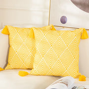 Yellow geometric embroidery cushion covers, view 5 - MRSLM