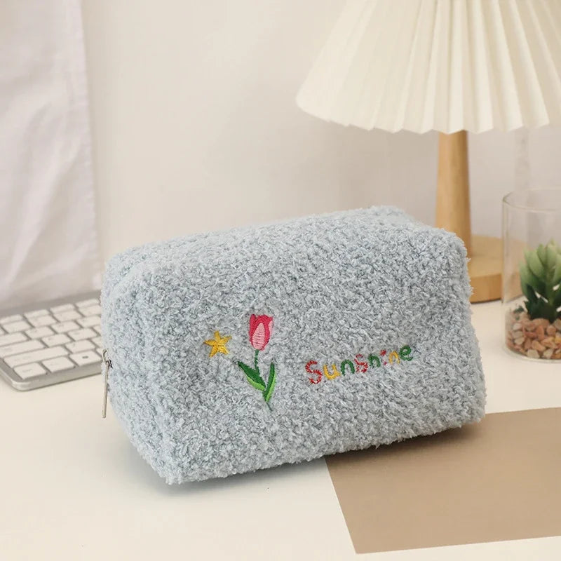 cute embroidered flowers cosmetic bag, view 7 - MRSLM