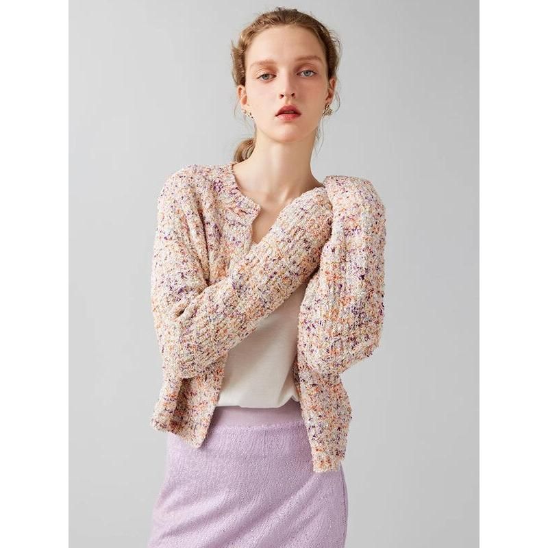 geometric short cardigan, view 2 - MRSLM