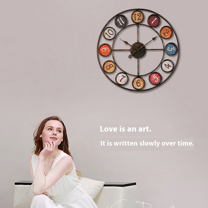 retro iron wall clock, view 3 - MRSLM
