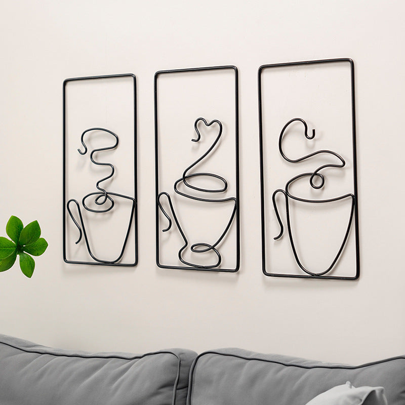 modern abstract cat metal wall hanging, view 6 - MRSLM