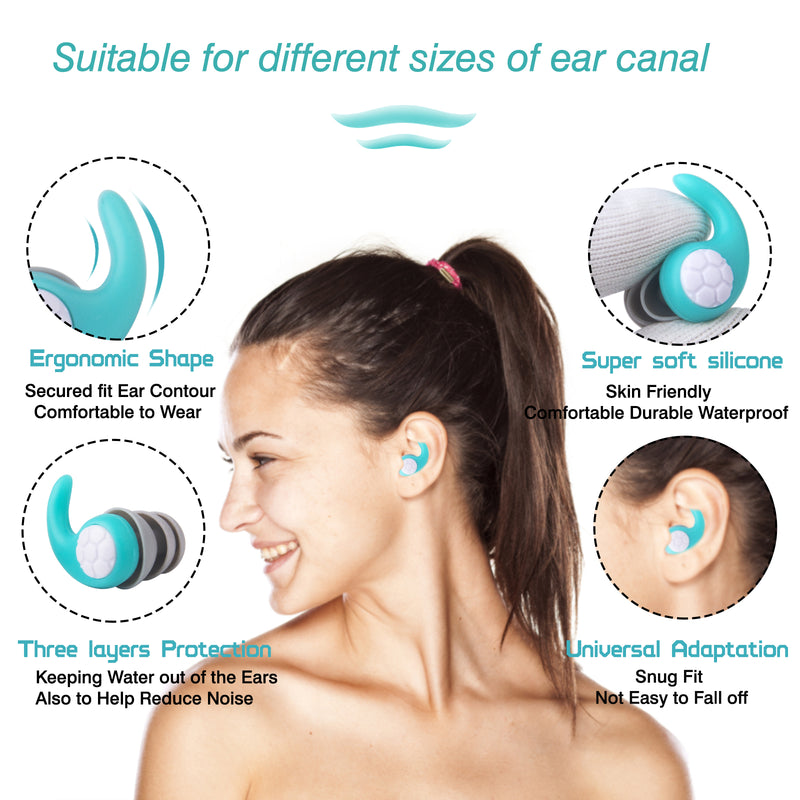 reusable silicone swimming ear plugs, view 4 - MRSLM