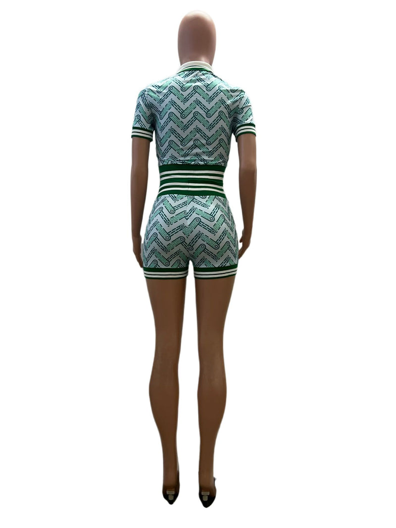 retro casual patchwork rib shorts set, view 4 - MRSLM