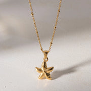 18k gold plated starfish pendant necklace, view 6 - MRSLM