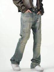 men's light blue distressed jeans, view 3 - MRSLM