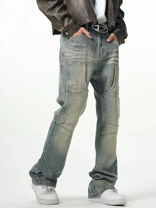 men's light blue distressed jeans, view 3 - MRSLM
