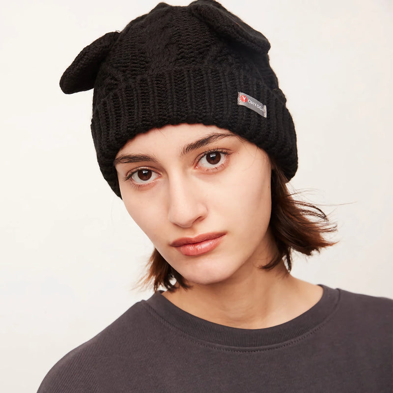 bear ears knitted autumn hat, view 2 - MRSLM