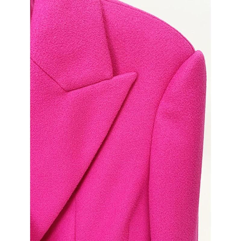 women's rose pink woolen coat, view 4 - MRSLM