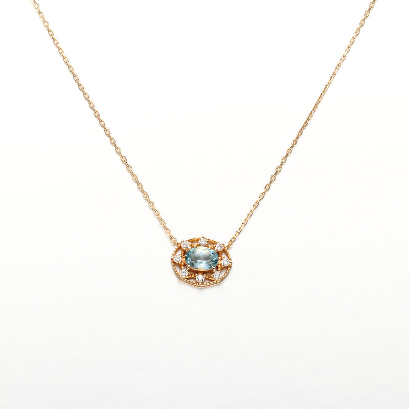 Silver citrine and sky blue topaz necklace, view 6 - MRSLM