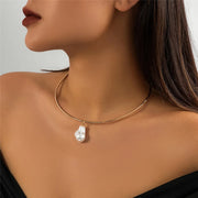 imitation pearl pendant choker necklace, view 7 - MRSLM