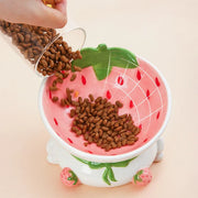 tilted raised ceramic cat bowl, view 9 - MRSLM