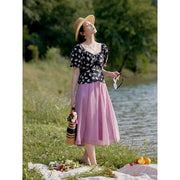 elastic waist A-line tutu skirt, view 5 - MRSLM