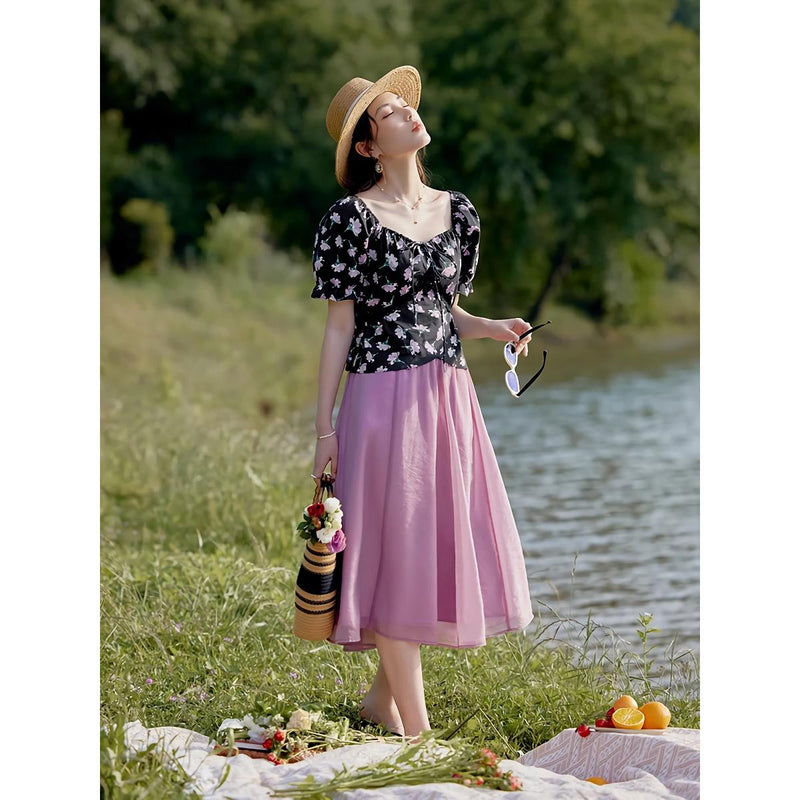 elastic waist A-line tutu skirt, view 5 - MRSLM