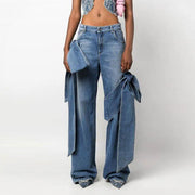 spliced bowknot casual jeans - MRSLM
