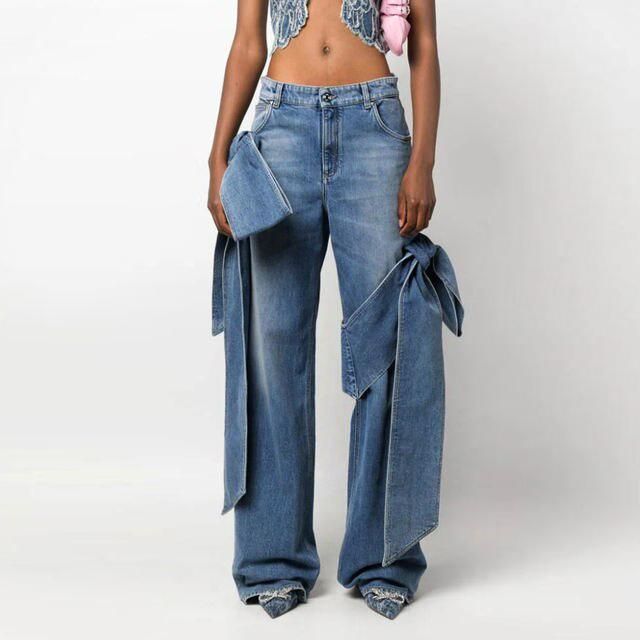 spliced bowknot casual jeans - MRSLM