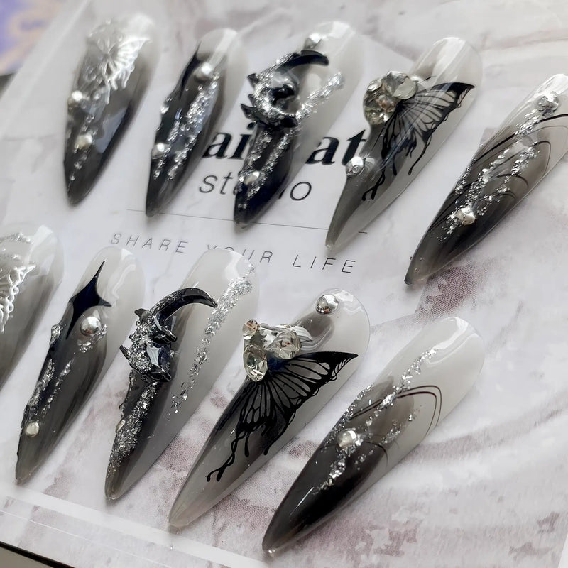 gothic butterfly press-on nails, view 7 - MRSLM