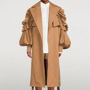 lapel long sleeve trench coat, view 2 - MRSLM