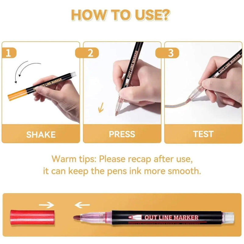 24 color double line contour pen set, view 6 - MRSLM