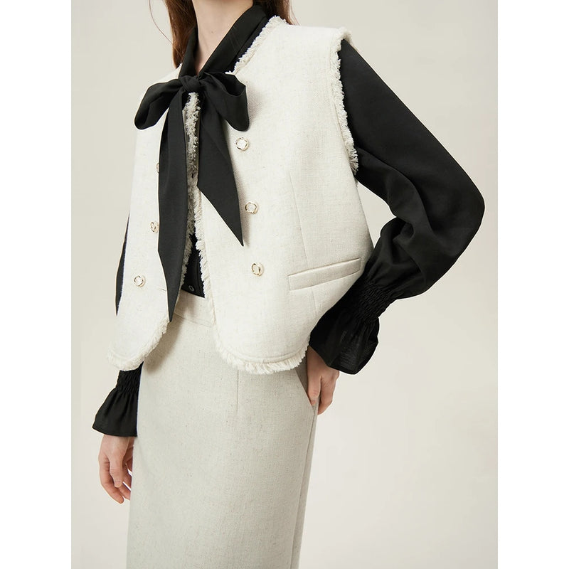elegant double breasted women's vest, view 2 - MRSLM