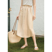 cotton linen maxi skirt, view 3 - MRSLM