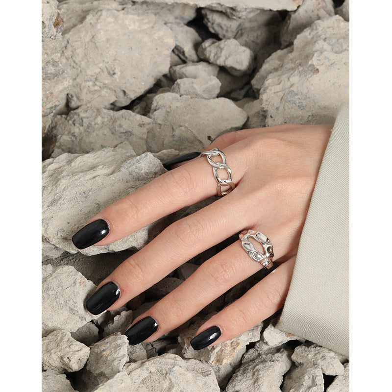 hammered texture s925 silver ring, view 10 - MRSLM