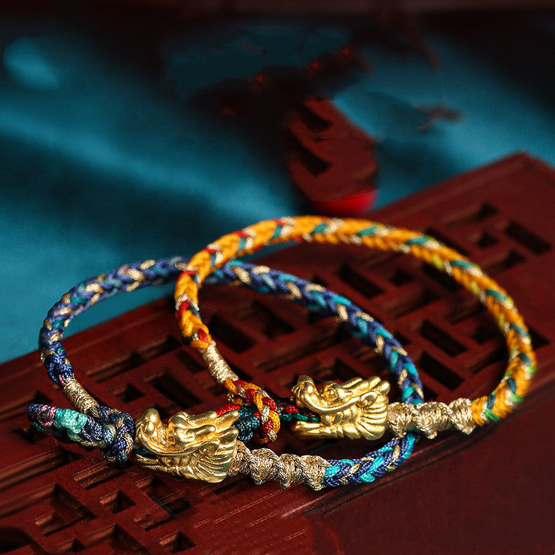 Auspicious Dragon Multicolored Rope Weaving Auspicious Well-being Bracelet