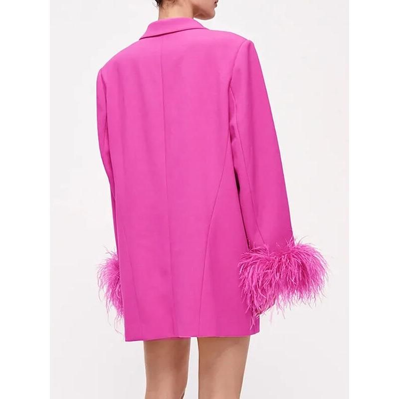 Pink feather spliced blazer, view 4 - MRSLM