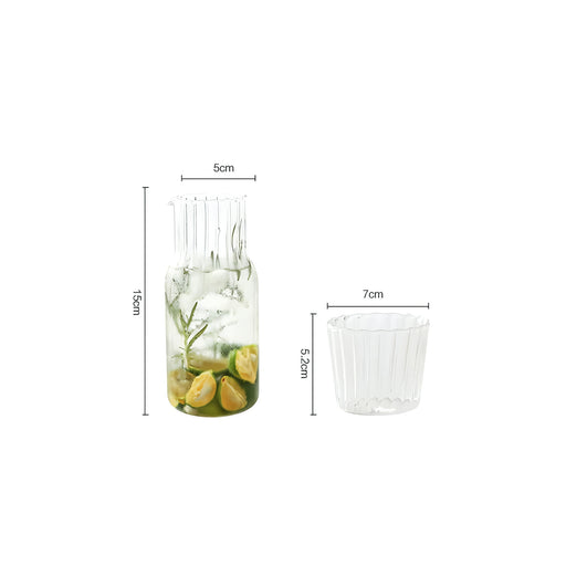 glass water bottle and teacup set, view 2 - MRSLM
