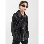 Glossy rivet zip jacket for women, view 4 - MRSLM
