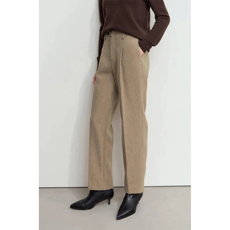 women's tapered wool blend pants, view 5 - MRSLM