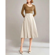 High waist A-line PU leather skirt, view 4 - MRSLM