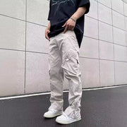 men's retro multi-pocket wide-leg overalls, view 3 - MRSLM