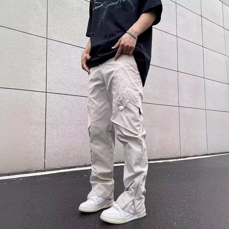 men's retro multi-pocket wide-leg overalls, view 3 - MRSLM