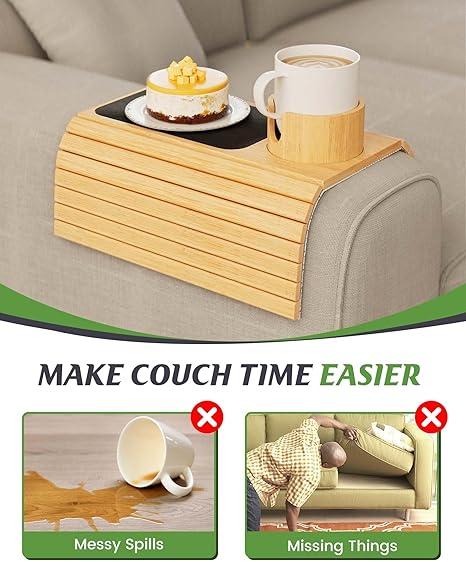 modern minimalist bamboo sofa tray, view 3 - MRSLM