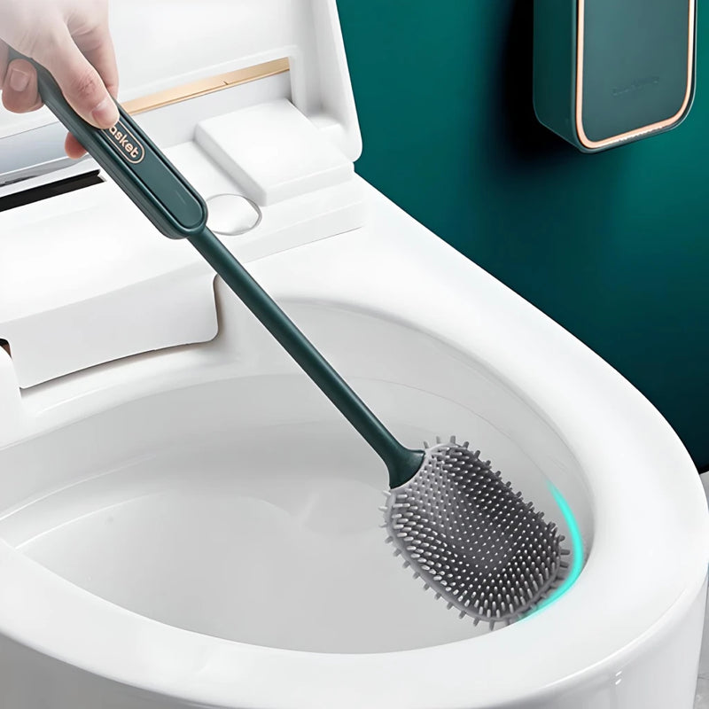 flexible silicone toilet brush with holder, view 8 - MRSLM