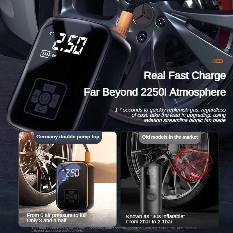 portable 12v 150psi wireless car air pump, view 6 - MRSLM